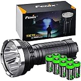 FENIX TK75 4000 Lumen 2015 Edition 4 CREE XM-L2 U2 LED Flashlight / Searchlight with eight EdisonBright CR123A lithium batteries bundle