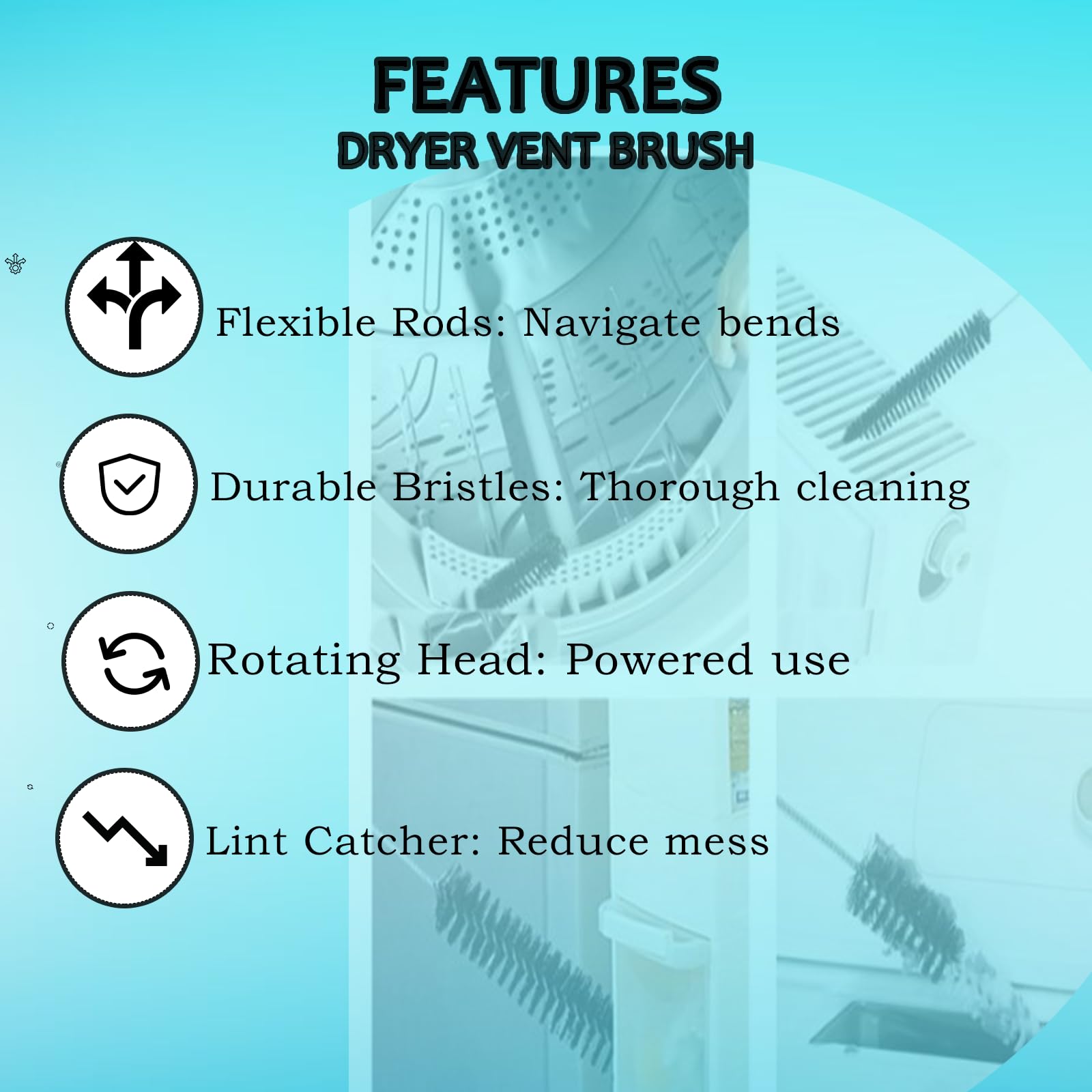 Clothes Dryer Lint Vent Trap Cleaner Brush Gas Electric Fire Prevention Exhaust (1 Pack)