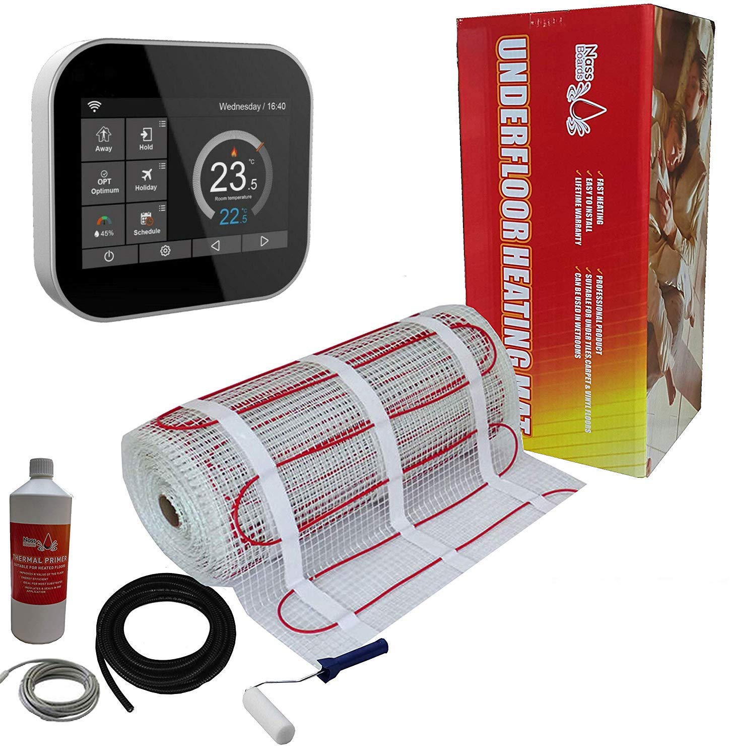 Nassboards Premium Pro Electric Underfloor Heating mat kit 200w per m² - Red Box