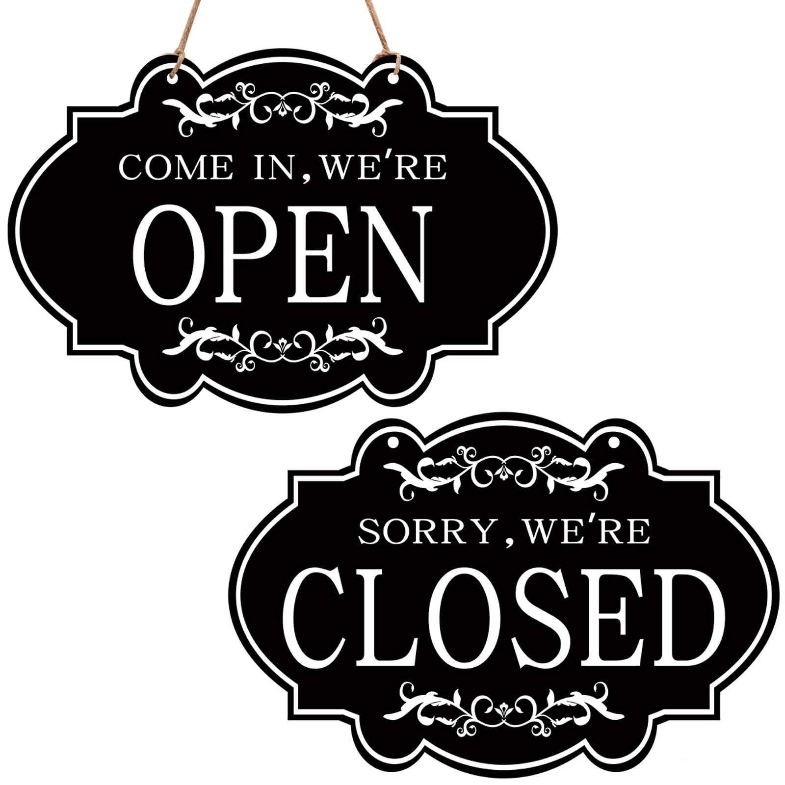 AIEX Open Closed Sign, Double Sided Reversible Enter We Are Open and Sorry We're Closed Hanging Shop Sign for Restaurant Club Cafe Hotel (30 x 20cm)