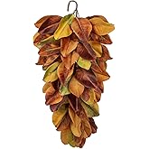 Autumn Foliage Teardrop Swag for Front Door – 27" Artificial Magnolia Leaf Garland Hanging Decoration – Fall Door, Thanksgiving Mantel & Wall Décor