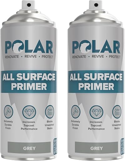 Polar All Surface Primer Spray Paint 2 x 400ml Grey Matt - Quick Drying