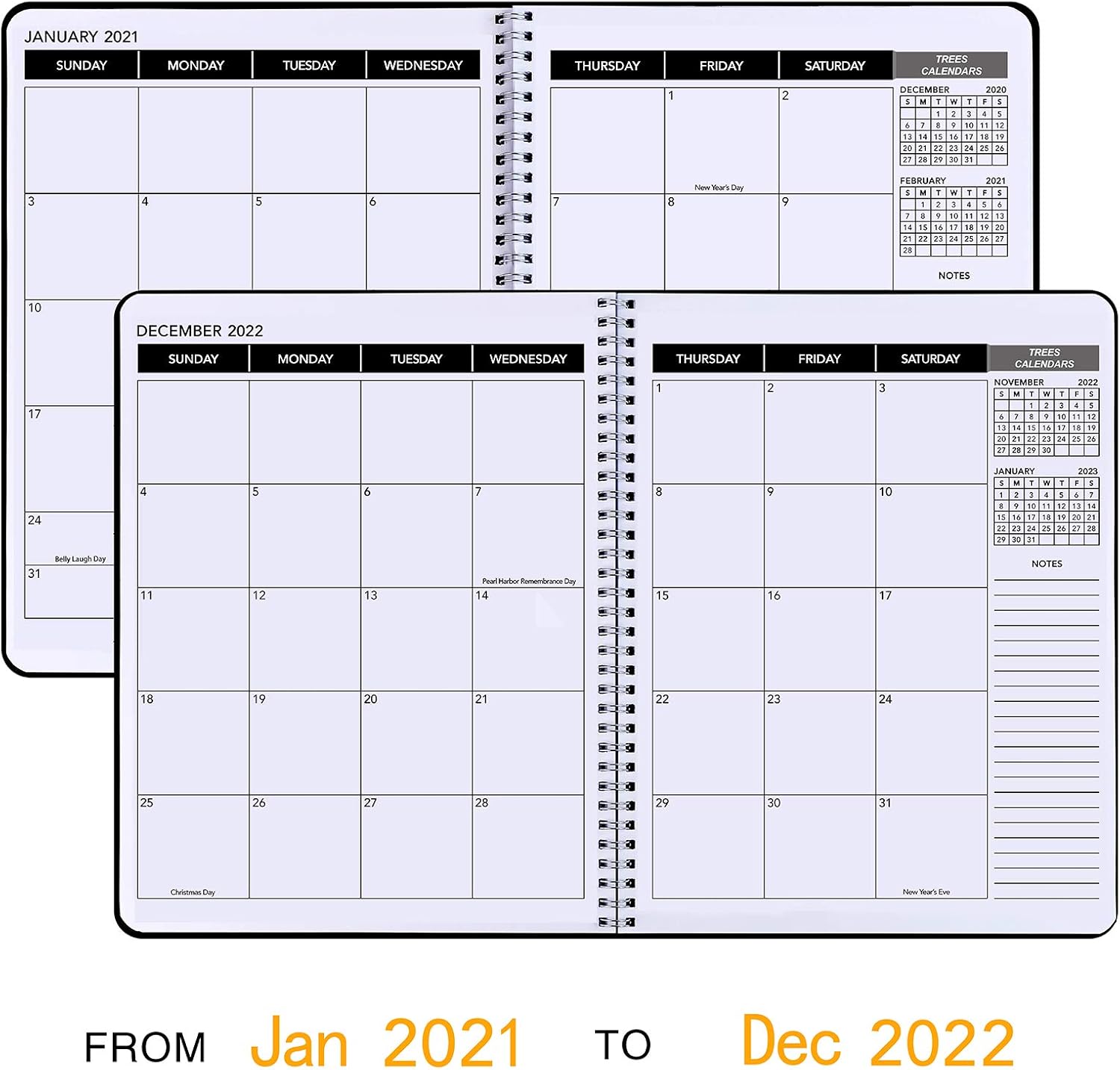 Office Planner Jan 2021- Dec 2022 Monthly Calendar Planner -9’’×11’’ Time Management Personal Planner Hard PVC Cover with Spiral Bound : Office Products