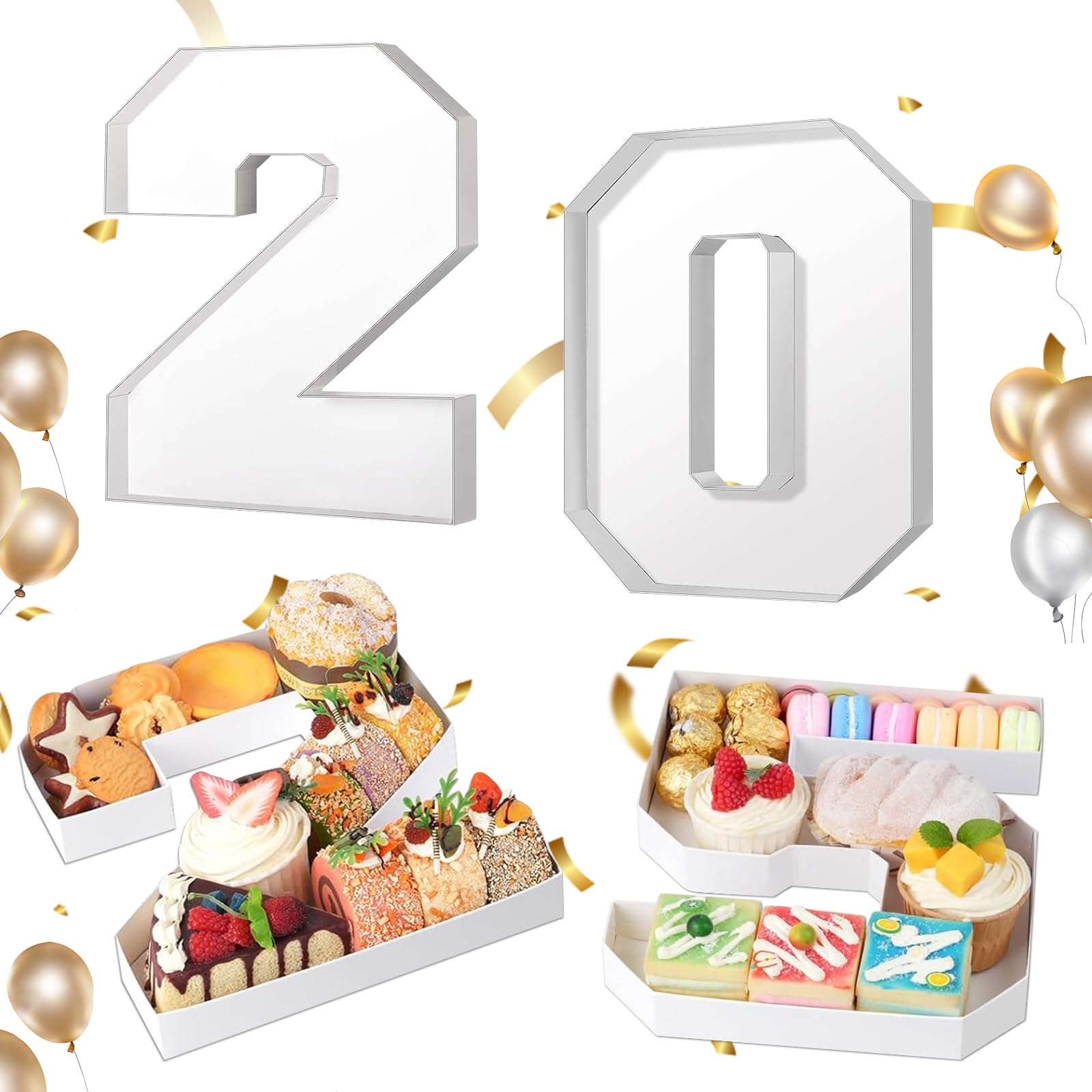 Photo 1 of 2025 Charcuterie Numbers Fillable, Cardboard Numbers for Charcuterie, Washable Tray Charcuterie Paper Box for Graduation Anniversary Birthday Party Decoration Chocolate Candy Cupcake, 10 Inch (White)