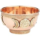 New Age Imports, Inc. bo New Age Imports, Triple Moon Pentacle Copper 3", for Altar, Ritual use, Incense Burner, smudging, Decoration, offering Bowl, 3" Diameter 2" Height