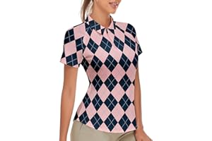 SONEVEN Women's Golf Shirt Short Sleeve Tennis Shirt Quarter Zip Golf Pullover Golf Polo Shirts Argyle Tops