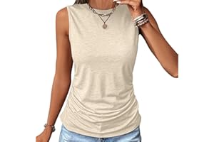 KICILVS Womens Tank Tops Sleeveless Crew Neck Tee Shirts Summer Solid Color Semi Casual Tops Loose Fit Basic T Shirts