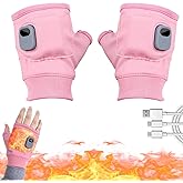 Heated Gloves for Women,Portable Heating Gloves with Digital Display,Rechargeable Heated Gloves,Smart Thermostatic Heated Fingerless,for Outdoor Work, Cycling, Skiing