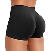 VOYJOY Women Impact Booty Shorts 2.5" Low Rise Hidden Scrunch Butt Lifting Seamless Workout Gym Running Biker Hot Shorts