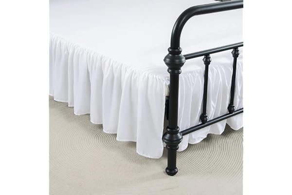 xuan dian Bed Skirt Twin Size Ruffled Bed Skirt with Split Corners, 12 Inch Drop Dust Ruffle Bed Skirt with Platform, White