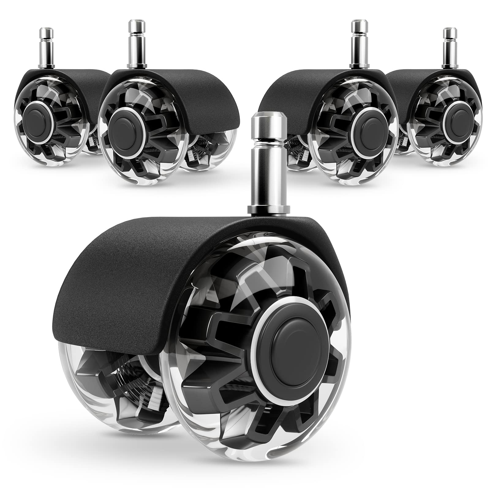 Replacement Office Chair Wheels (1000 kg) - 10 x 22 mm Wheels for Office Chairs, Smooth and Quiet Hard Floor Castors, Desk Chair Castors for Gaming Chairs