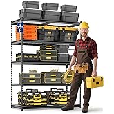 WORKPRO 5-Tier Heavy Duty Metal Shelving Unit, 72”H x 48”W x 24”D, Adjustable Storage Rack with 4000 lbs Capacity, for Garage, Basement, Workshop, Warehouse