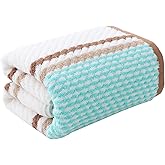 Pidada Bath Towel Striped Pattern 100% Cotton Soft Absorbent Decorative Towel for Bathroom (Brown)