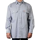 Ben Davis Cotton Long Sleeve Hickory Work Shirt - Button Front