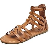 Trary Women's Sandal, Comfortable Gladiator Sandals Ankle Strap Flats Sandalias Para Mujer Beach Sandals Wide Width Open Toe Cross Strappy Sandals for Women Dressy Summer