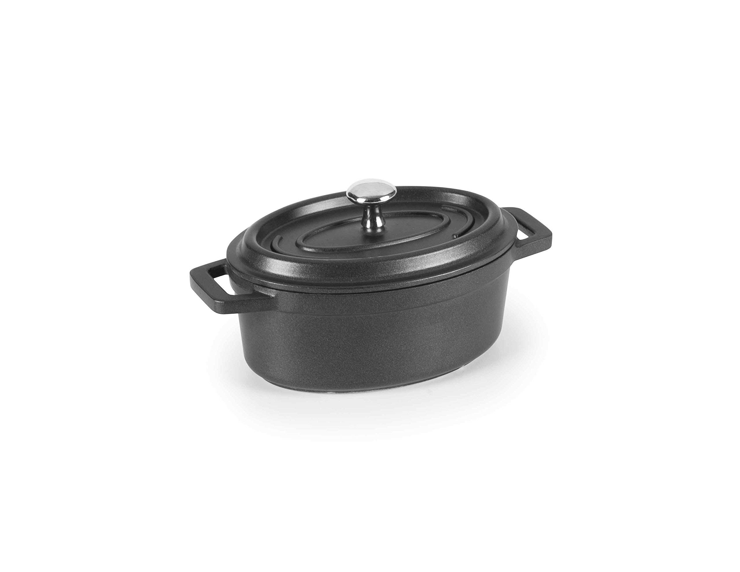 LACOR 11.5 x 7.5 cm Cast Aluminium Oval Casserole, Black