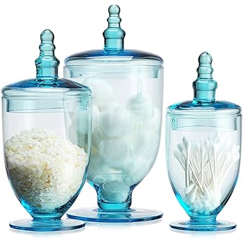 Amazon.com: Elegant Blue Set of 3 Glass Apothecary Jars ...