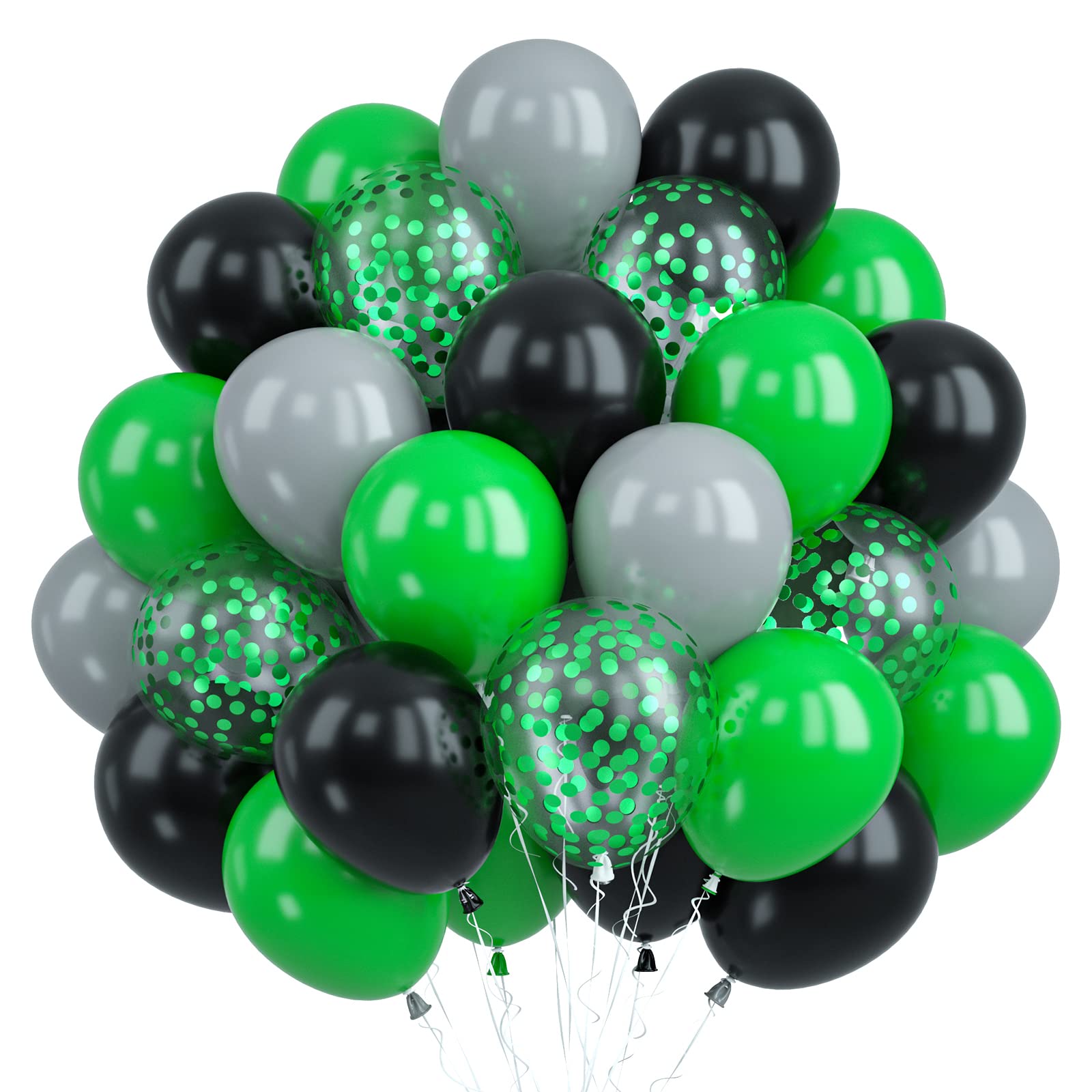 Dark Green Balloons Set - 30pcs Green Black Balloons for Helium Party Supplies - Boys Kids Video Game Football Theme Baby Shower