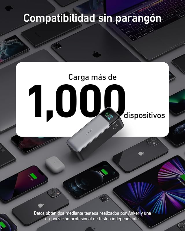 Anker power bank quick charge 737, carregador portátil de 24.000 mah com 3 portas, 140 w, compatível com iphone série 15, samsung, macbook, etc.