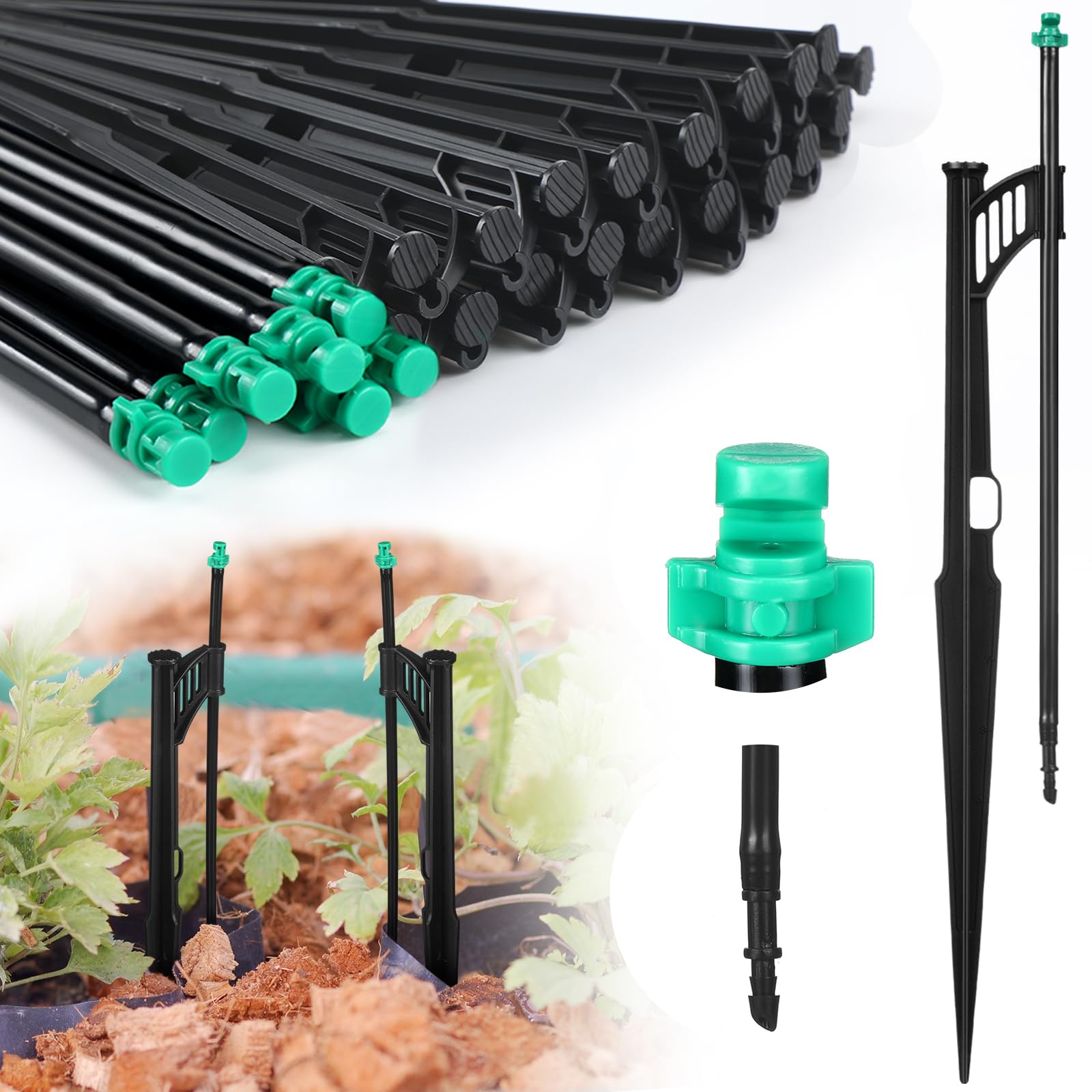 Support Drip Yiyiring 25 Pcs 12.8 Inch Drip Irrigation Stakes with 180 Degree ...