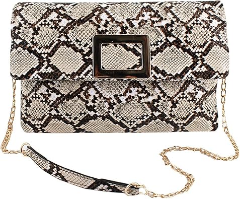 snakeskin envelope clutch