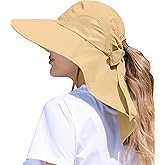 SENWAI Womens Sun Hat Outdoor UV Protection Wide Brim Fishing Hat with Ponytail Hole Neck Flap for Beach Hiking Camping
