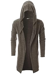 GIVON Men's Long Hooded Shawl Cardigan Open Front