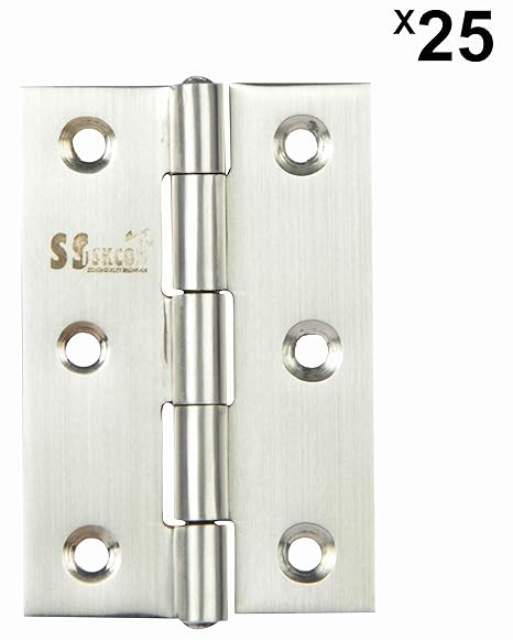 SSiSKCON PURE Stainless Steel Premium Single Pin(riveted, so lifetime durability) Hinges for doors cabinet windows (Fine Matt Finish, Lubrication Inside FOR SMOOTH MOVEMENT,best alignment in category, no coating no plating,environment friendly
