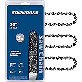Sawworks 20 Inch Chainsaw Chain 325" Pitch .058" Gauge 76 Drive Links | Fits Vevor 62cc 58cc chainsaw, Supmix 62cc, Neotec NCS6200, Wemars &lrm;6220g, Blue Max 53543, 52209, 8901 and More (3 Chains)