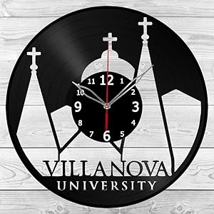 Vinyl Clock - Villanova University - Vinyl Art Home Decor - Black Clock 12" (30 cm) - Original Gift Idea - Exclusive Custom Vinyl Record Clock - ?raft Wall Clock - Unique Vinyl Record Wall Clock
