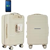 French Connection St. Martin Carry-On Luggage with Cup Holder/USB Ports, Whitecap Gray