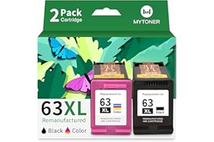 MYTONER 63XL Color Ink Cartridges Replacement for HP Ink 63 63XL Ink Cartridge Combo Pack for HP OfficeJet 3830 4650 4652 4655 5255 5258 Envy 4520 4512 DeskJet 3630 3632 Printer Ink Cartridges