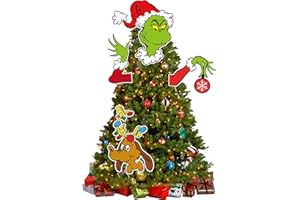 RINOLY 4 PCS Christmas Fence Peeker, Christmas Decorations,Christmas Tree Topper