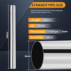 3 Inch Stainless Steel Exhaust Pipe 4 Pack, 40 Inch