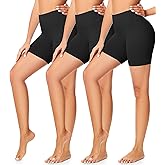 FULLSOFT 3 Pack Workout Gym Shorts for Women - 5" High Waist Tummy Control Scrunch Butt Lifting Seamless Biker Shorts