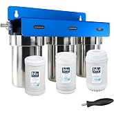 GoBluTech Trio, RV Water Filter System with 0.2 Micron Drinking Water Filter System &amp; Mounting Bracket - RV, Camper Van Water Filtration System - US Veteran Owned