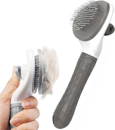 Elezenioc Dog Cat Brush Grooming Comb Self Cleaning Slicker Grey
