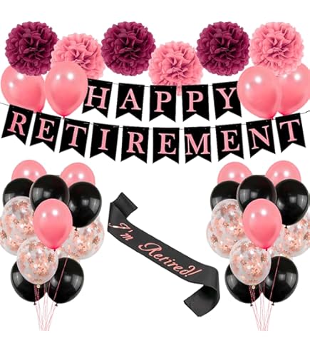 Ensemble De Décoration De Retraite 32 Pcs, 18 Ballons En Latex 13 Toppers Cupcakes Avec 1 Banni Re Pr Assembl E Pour Hommes Femmes C L Brations Et D Adie