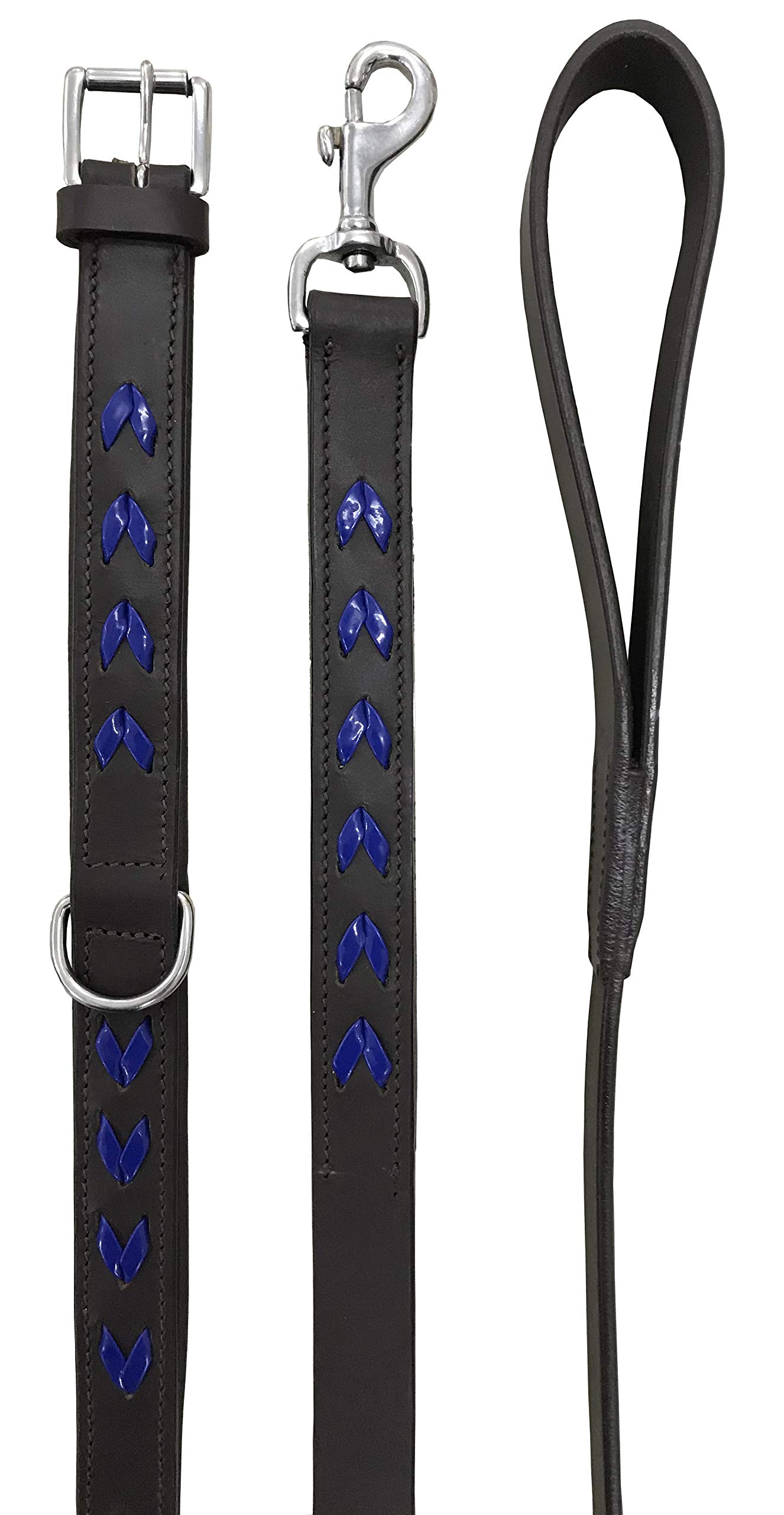 BRADLEY CROMPTON Genuine Leather Matching Pair Dog Collar and Lead Set L