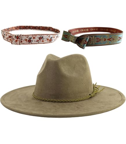 JaGely 4 Pcs Felt Hats for Women Wide Brim Felt with Belt  display picture 3