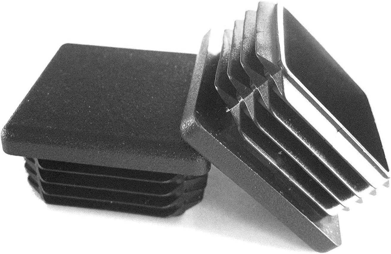 Prescott Plastics 1.5 Inch Square Plastic Plug Insert, Black End Cap for Metal Tubing, Fence, Glide Insert for Pipe Post, Chairs and Furnitures (100 Pack)