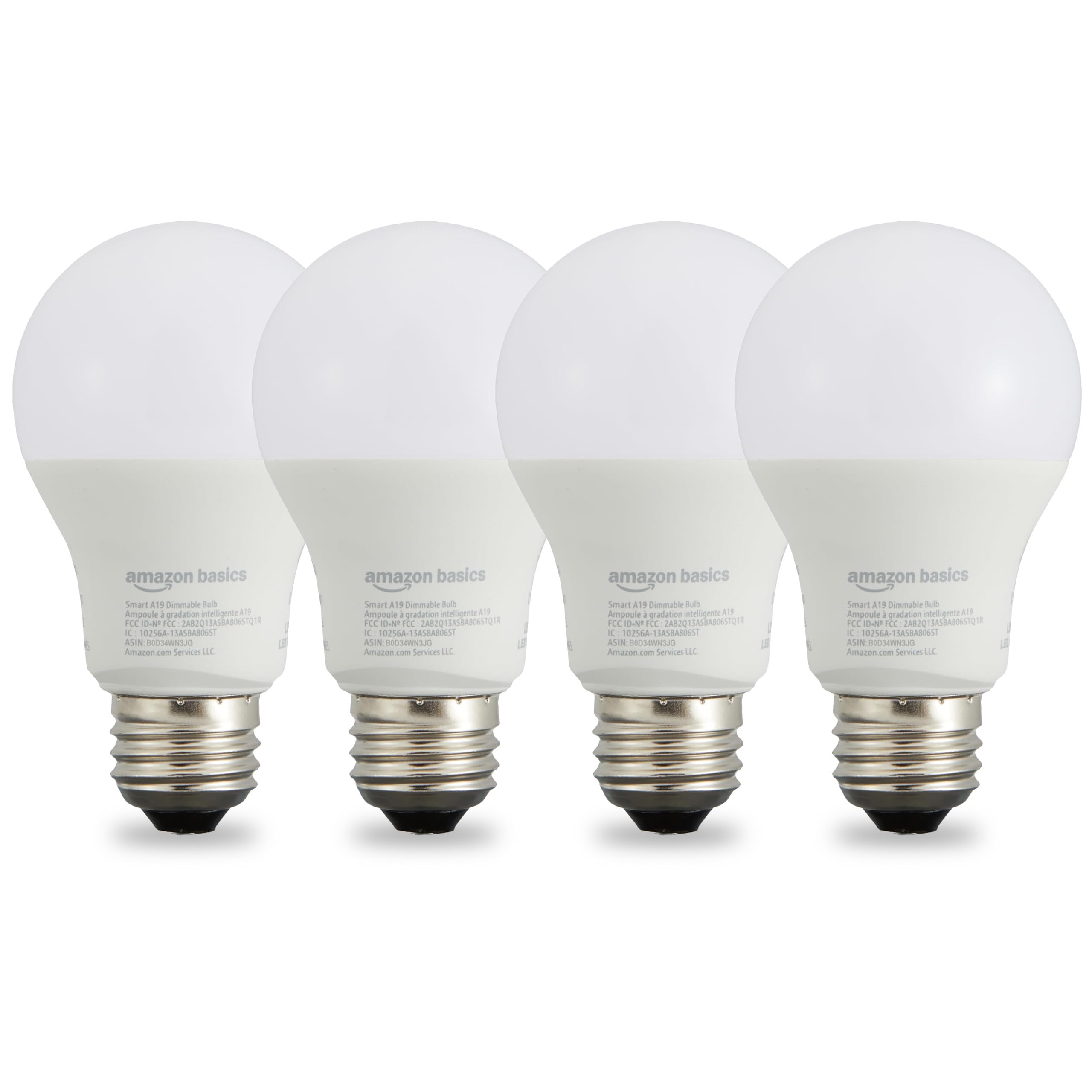 Photo 1 of *UNTESTED*
Amazon Basics Smart A19 LED Light Bulb, Dimmable Soft White (2700K), 9W (60W Equivalent), 800LM, Energy Efficient, Works with Alexa Only, 2.4 GHz Wi-Fi, No Hub Required, 4-Pack