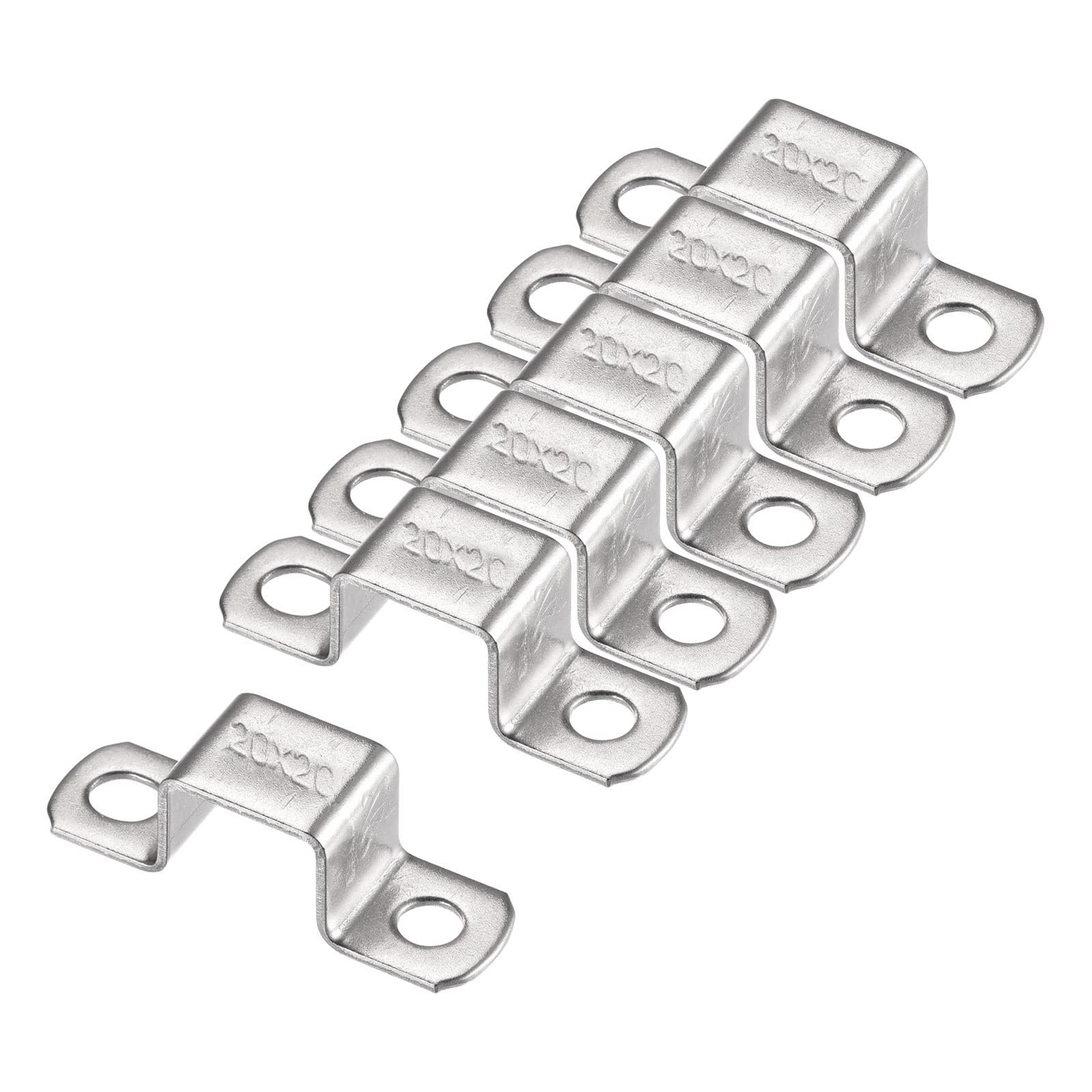 Unifizz 20 x 22mm U Shaped Strut Connector Bracket 304 Stainless Steel Door Closed Bar Holder 6pcs