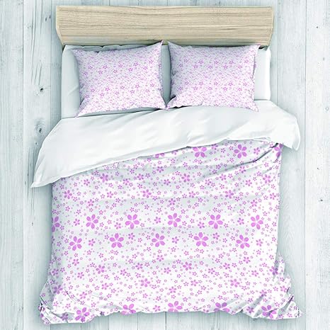 Amazon Dojofelpm 布団カバーセット 掛け布団カバーセット ボックスシーツ 枕カバー 女の子シンプルなデザインの白い背景の子供たちの幼稚な かわいいピンクの花 厚手 夏掛け布団カバー 白 寝具カバーセット セミダブル 170x210cm 寝具カバーセット オンライン通販
