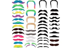 SUMAJU 48 Pcs Fake Mustaches, Self Adhesive Moustaches Novelty Mustache Fake Beard for Masquerade Costume Performance