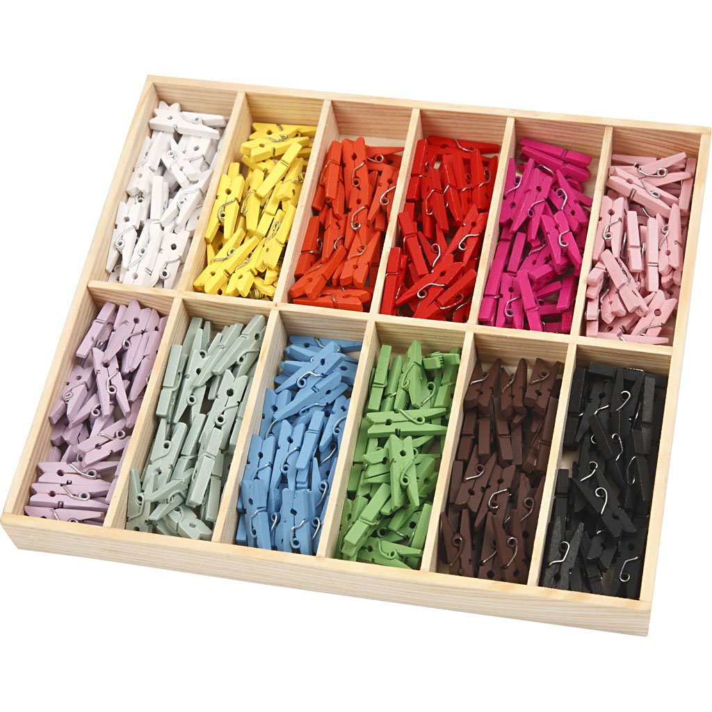 Mini Clothes Peg - Assortment, L: 25 mm, W: 3 mm, asstd colours, 288asstd