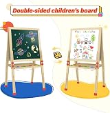 Dripex Kid’s Wooden Art Easel Double-Sided Height Adjustable Blackboard view 6