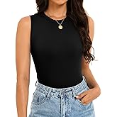 GKBK Womens Ribbed High Neck Tank Tops Racerback Slim Fitted Top Summer Basic Casual Sleeveless Shirts