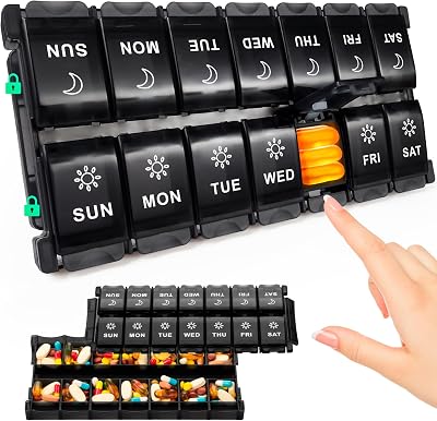 Yaklim XL 14 Day 7 Day Pill Box Two Compartments Morning Evening