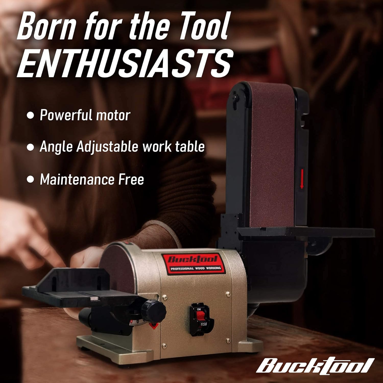 BUCKTOOL Belt Disc Sander 4 in x 36 in Belt and 6 in Disc Sander with 3/4HP Direct-drive Motor and Portable Al Base, BD4603 Upgraded Model - - 